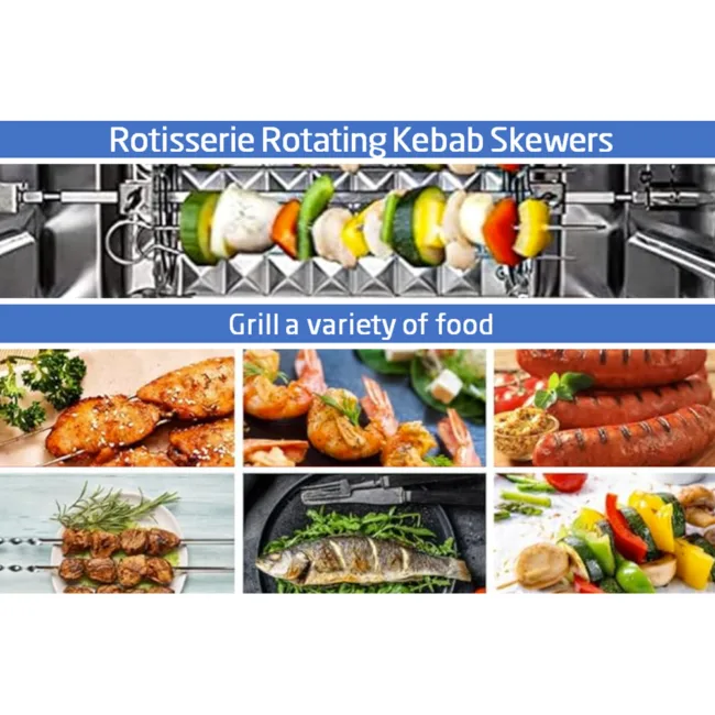 BridgePro Stainless Steel Rotating Rotisserie Kebab Skewers