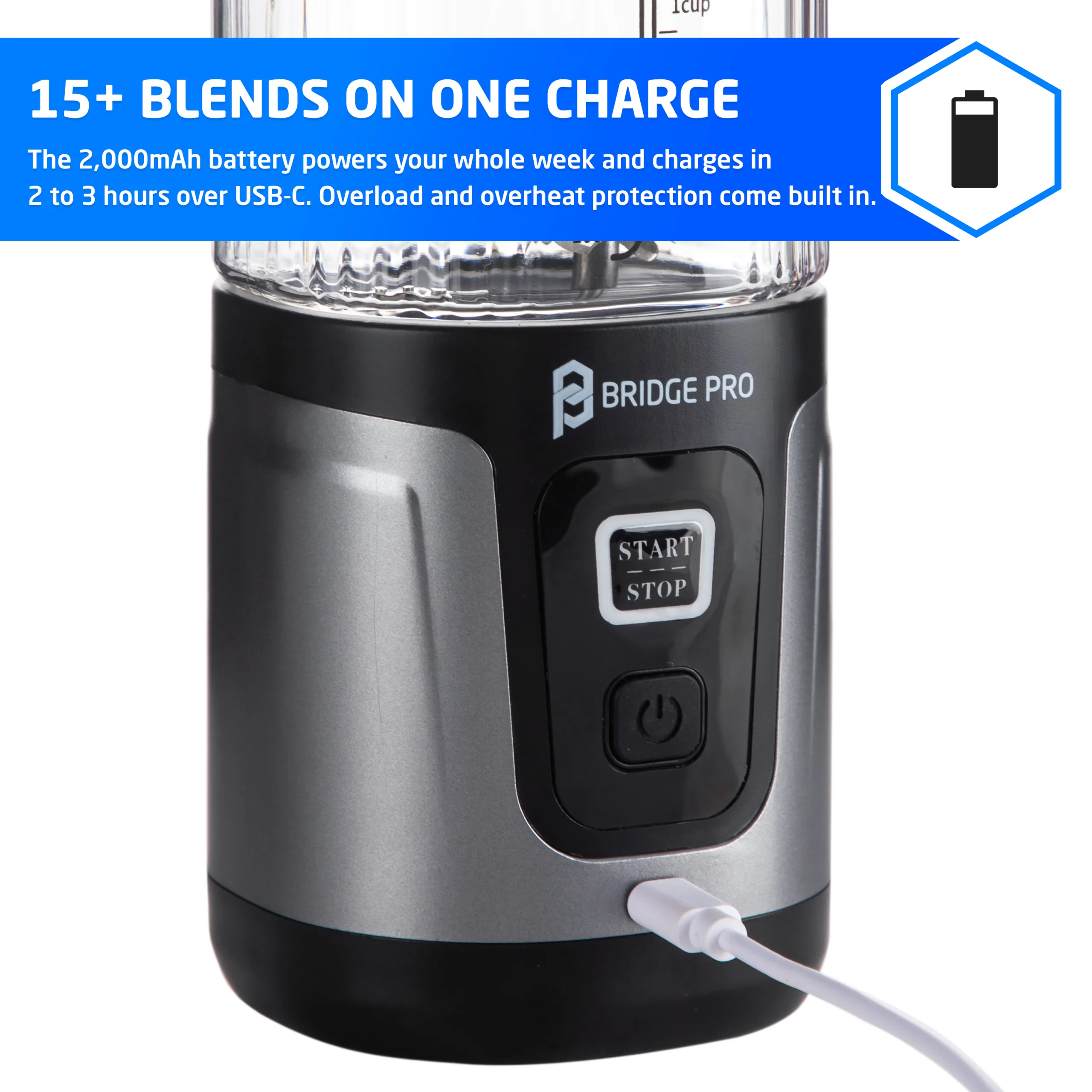 Bridge Pro Portable Blender Smoothie Maker - 750ml Small Food Blender Cup - Image 5