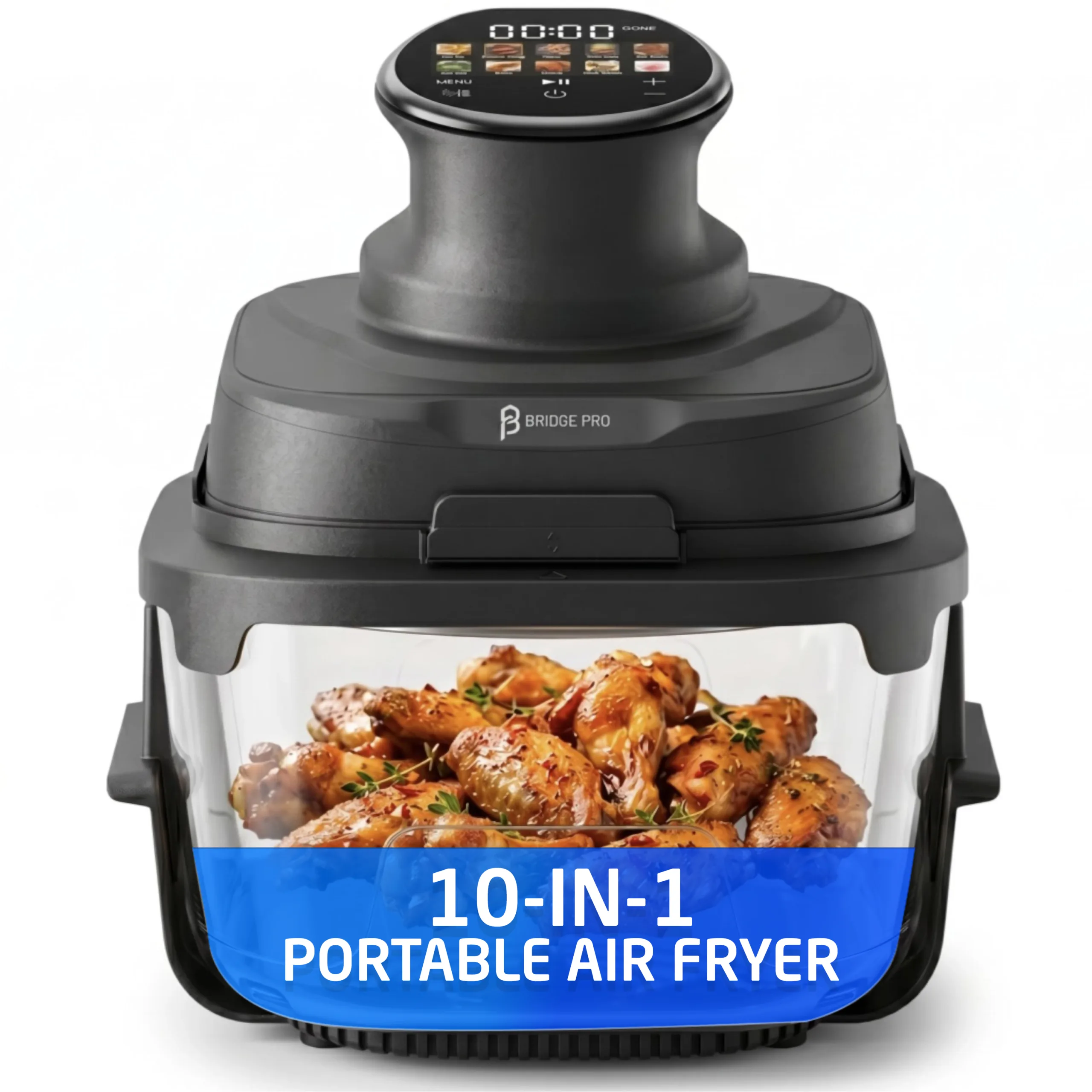 Bridge Pro Portable Air Fryer 3L & 5.5L Air Fryer - 2x Glass Containers