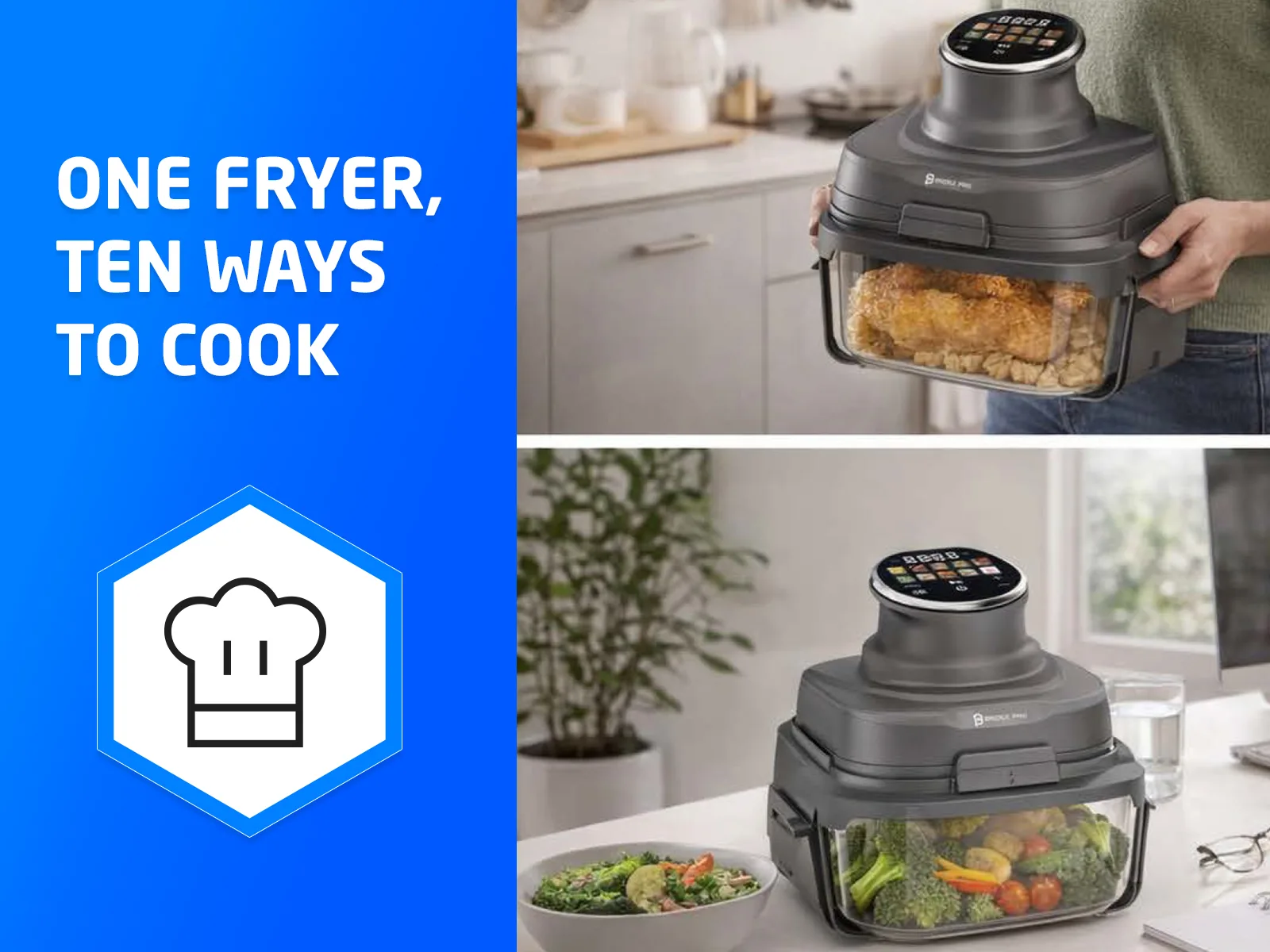 Bridge Pro Portable Air Fryer 3L & 5.5L Air Fryer - 2x Glass Containers - Image 12