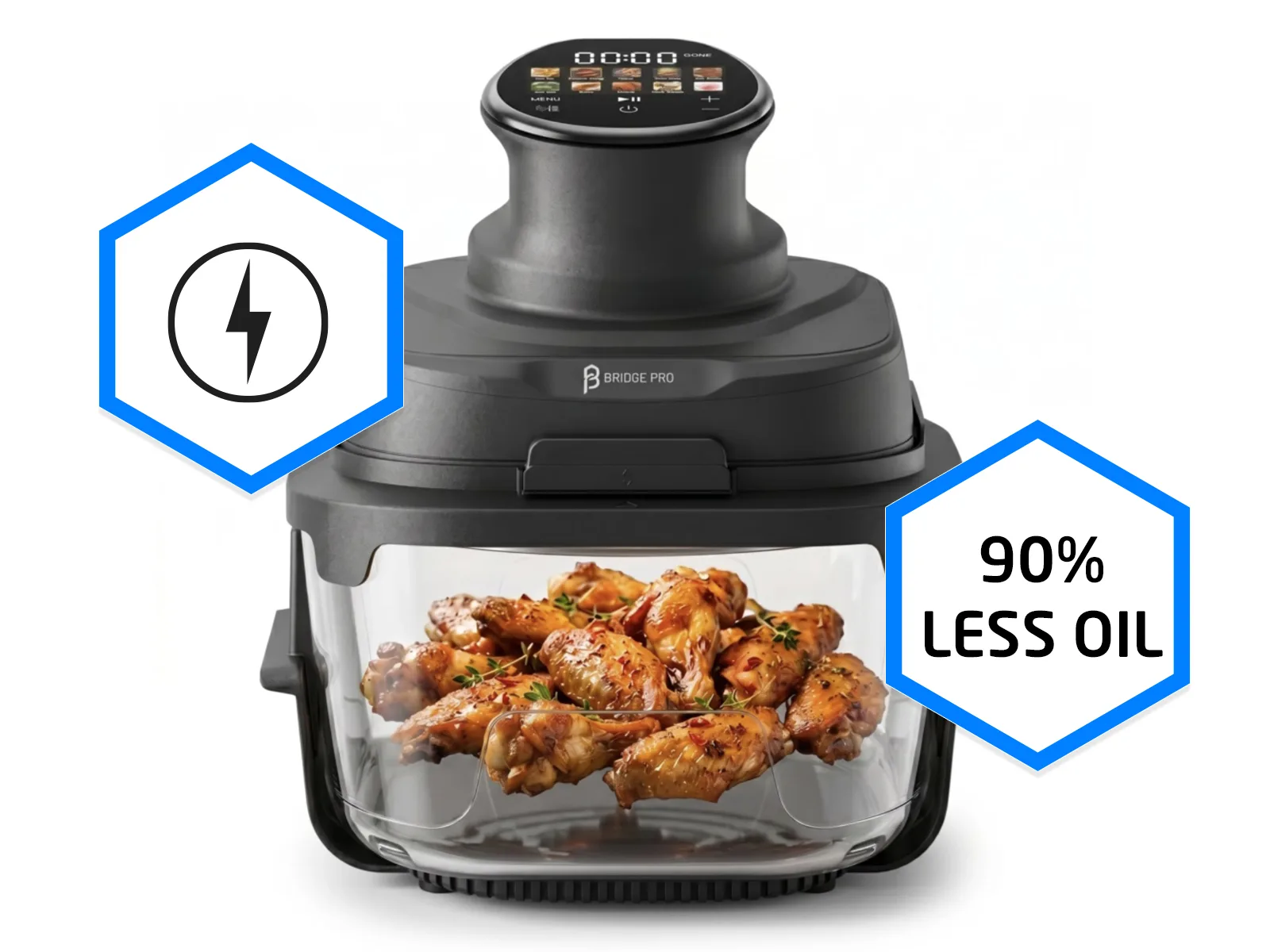 Bridge Pro Portable Air Fryer 3L & 5.5L Air Fryer - 2x Glass Containers - Image 13