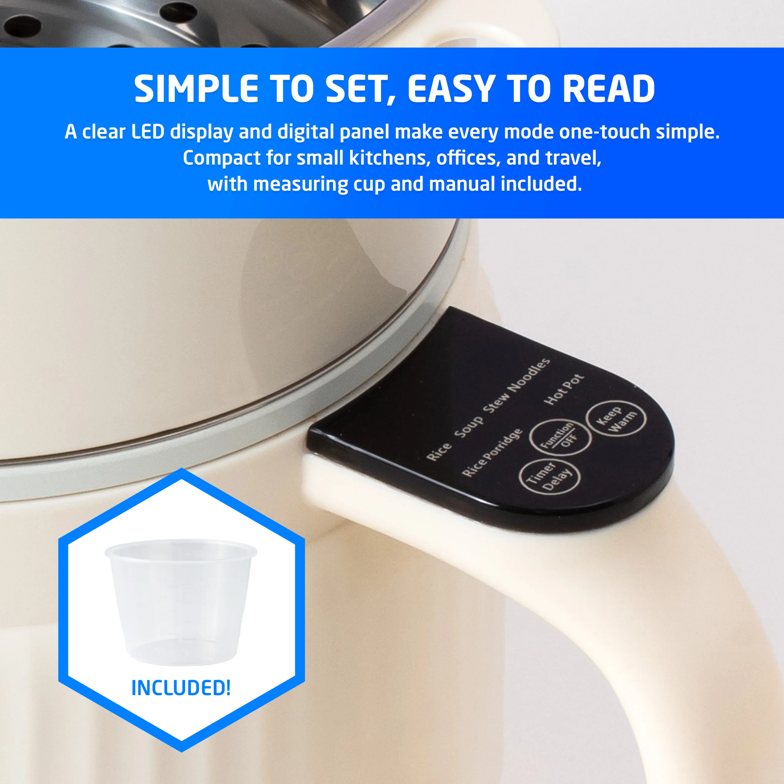 Bridge Pro Multifunctional Rice Cooker and Steamer - 2 Litre Capacity - Image 7