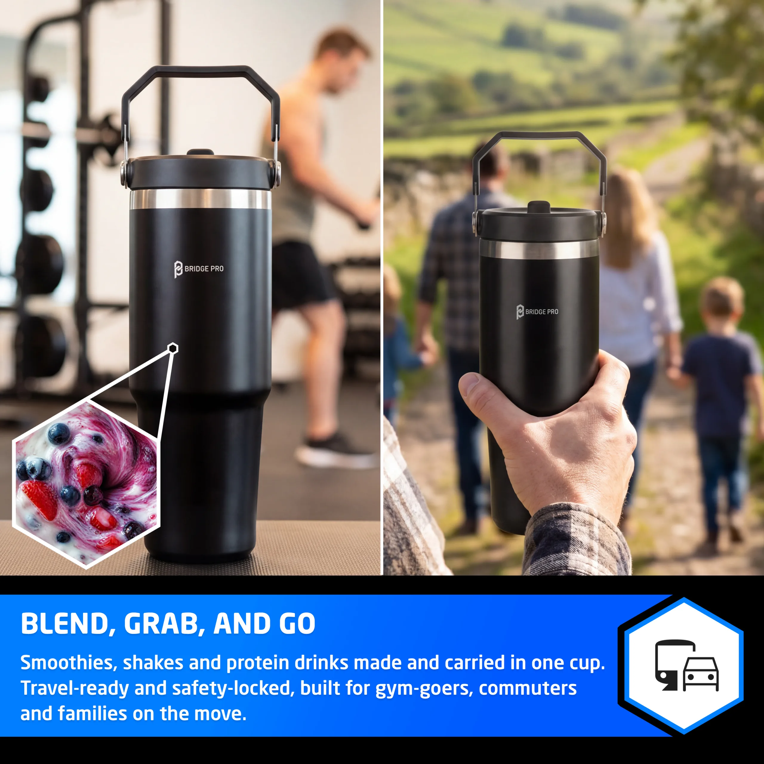 Bridge Pro Tumblender - Portable Blender Smoothie Maker with 800ml Cup - Image 2
