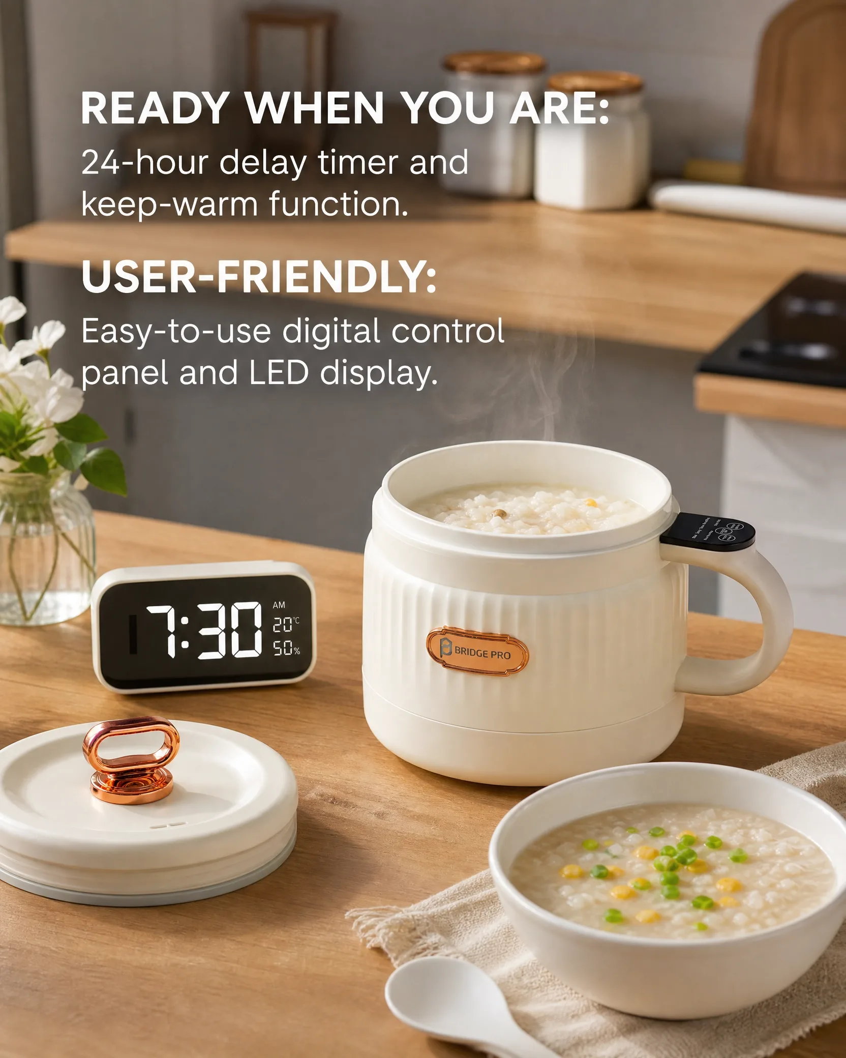 Bridge Pro Multifunctional Rice Cooker and Steamer - 2 Litre Capacity - Image 16