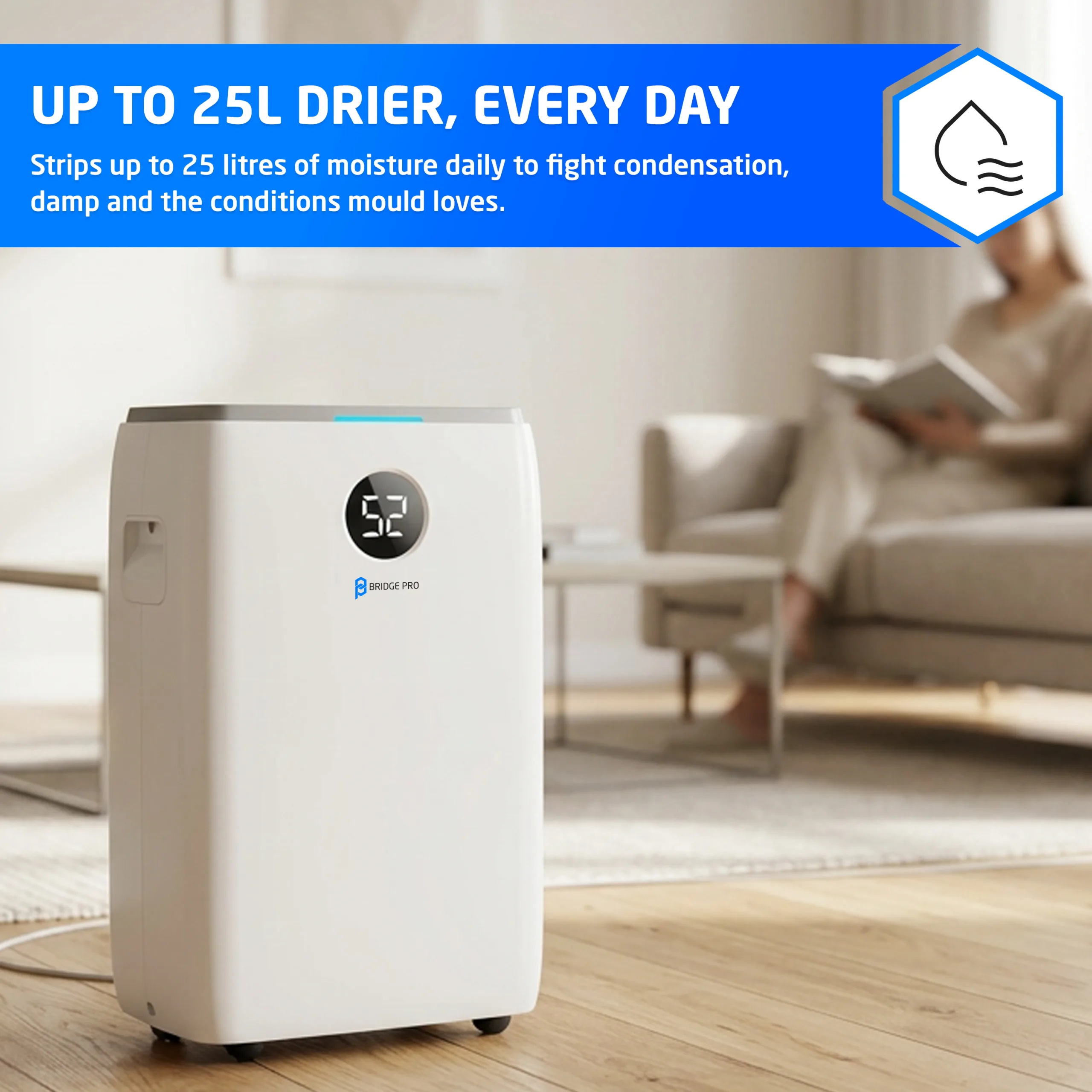 Bridge Pro Dehumidifier - Moisture Absorber, Prevent Mould, Damp Absorber – WiFi Enabled - Image 2