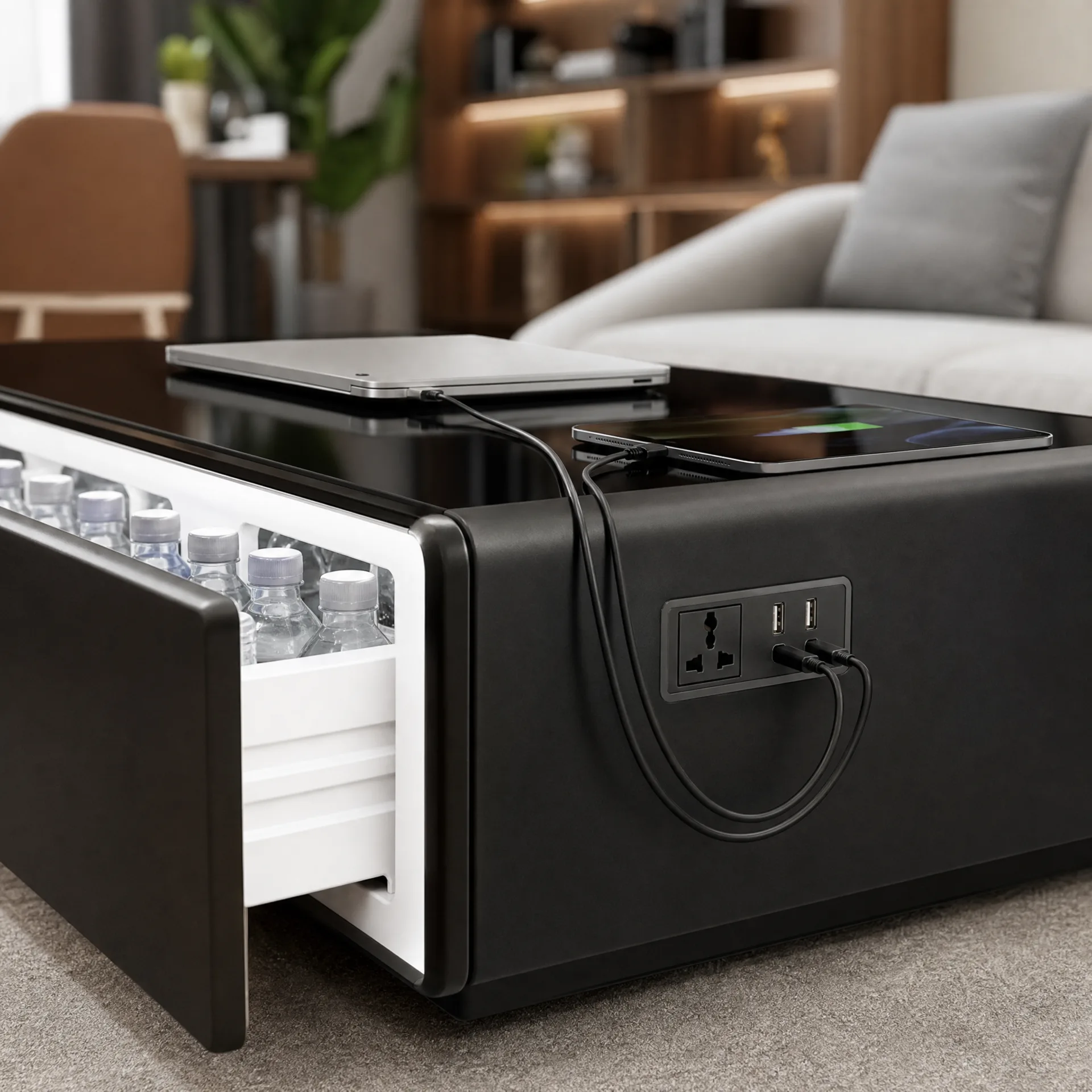 Bridge Pro Smart Coffee Table with Fridge Drawers, Bluetooth, Pro135Max-Black - Image 8
